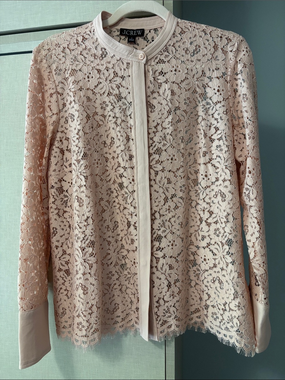 NWT J Crew Pale Blush Lace Button-Front Blouse